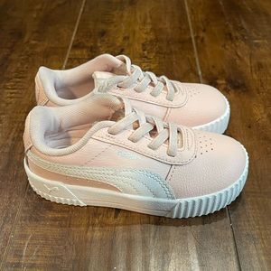 PUMA Carina Leather Toddler Shoes Chalk Pink-Puma White
